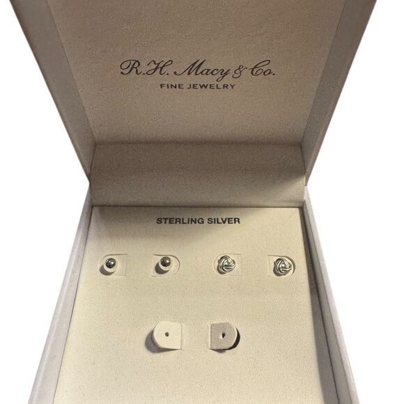 R.H. Macy & Co Elegant Sterling Silver Knot and Hoop Earring Set - Picture 6 of 6